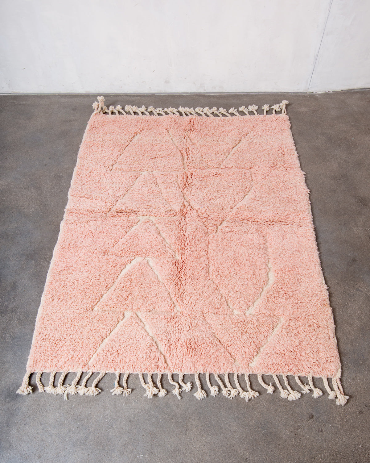 Modern, designer, handcrafted Berber rug from Morocco. Beniourain carpet with beautiful colours and patterns and fluffy wool texture.